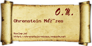 Ohrenstein Mózes névjegykártya